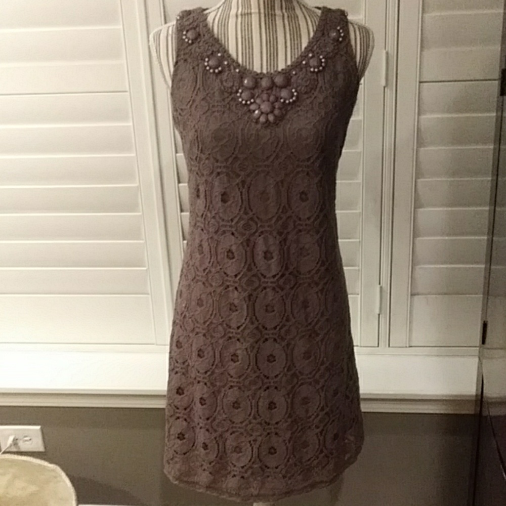 Ronni Nicole Embellished Lace A-Line Dress
